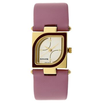 Sonata Quartz Analog Silver Dial Leather Strap Watch for Women