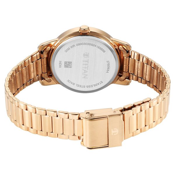 Titan Karishma Quartz Analog Silver Dial Rose Gold Stainless Steel Strap Watch For Women - image number 4