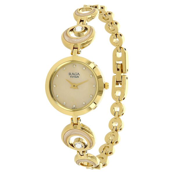 Titan Raga Moonlight Mother of Pearl Dial Women Watch With Metal Strap - image number 1