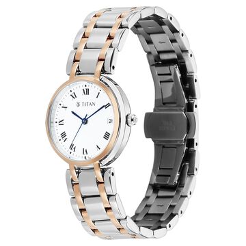 Titan Eminence Workwear Quartz Analog White Dial Two Toned Metal Strap Watch For Women