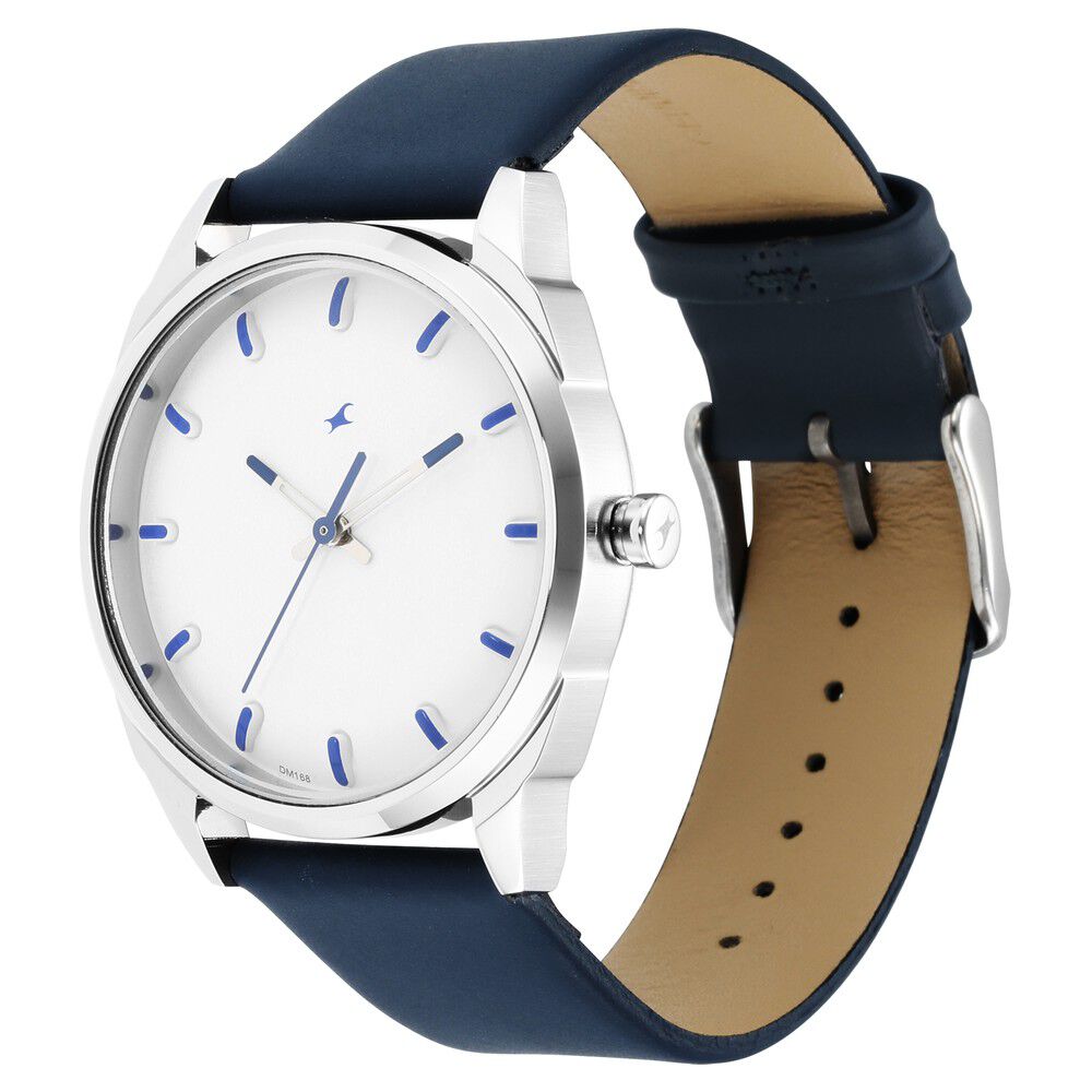 Buy Online Fastrack After Dark White Dial Leather Strap Watch for