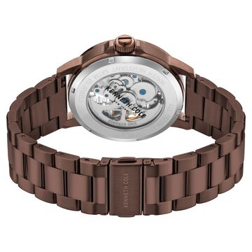 Kenneth Cole Automatic Silver Dial Leather Strap Watch for Men