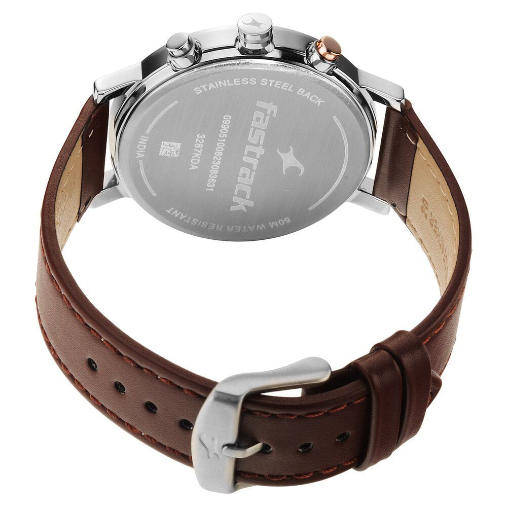 Buy Online Fastrack Tick Tock Quartz Analog White dial Leather Strap Watch for Guys 3287kl02 Titan