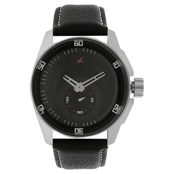 Fastrack Quartz Analog Black Dial Leather Strap Watch for Guys - image number 0