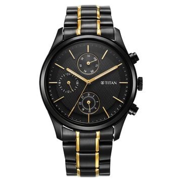 Titan Quartz Analog with Day and Date Black Dial Watch for Men