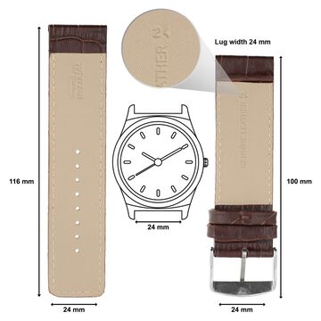 24 mm Brown Genuine Leather Straps for Men