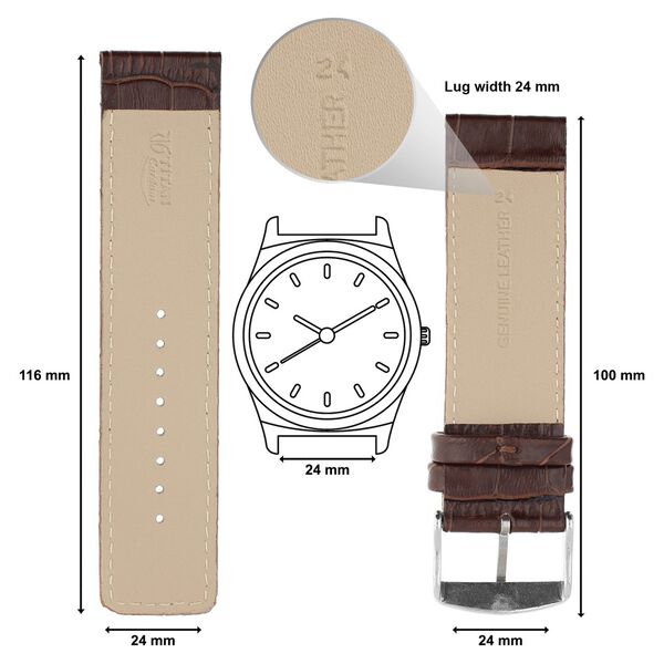 24 mm Brown Genuine Leather Straps for Men - image number 1