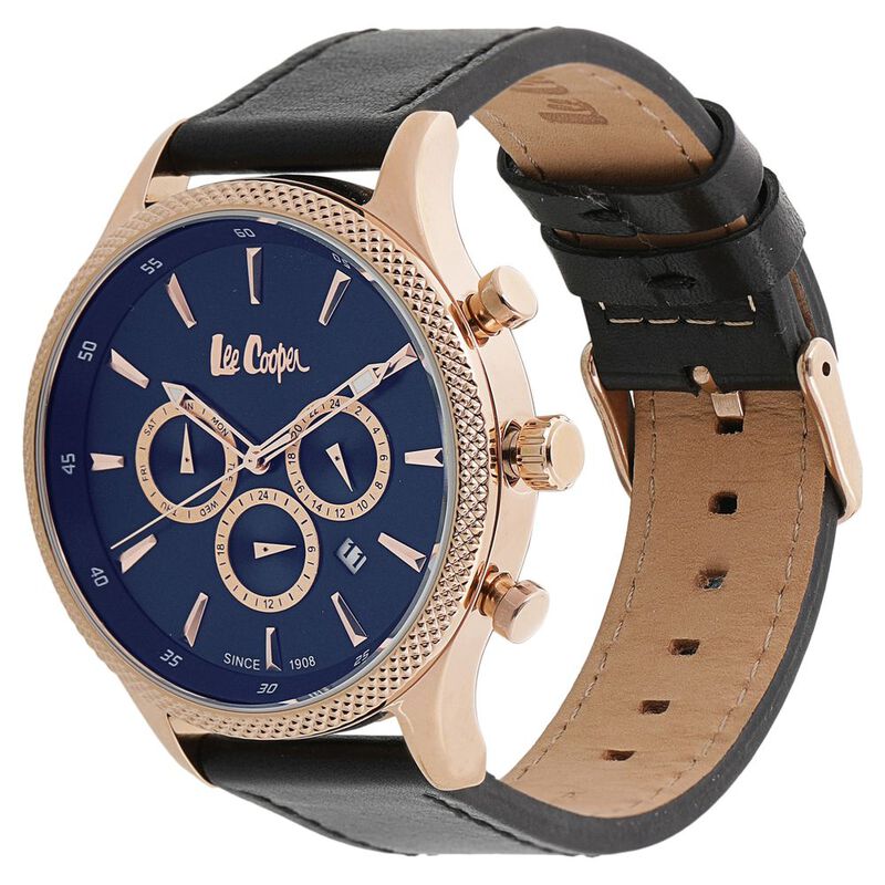 Lee Cooper Quartz Multifunction Black Dial Leather Strap Watch for Men - image number 1