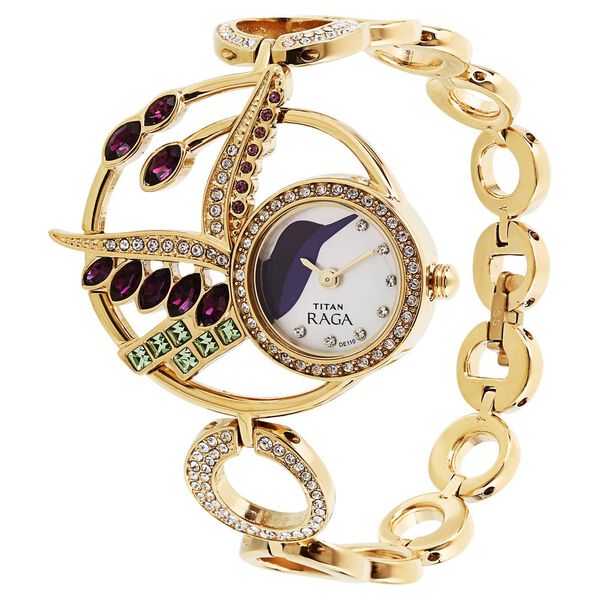 Titan Quartz Analog Mother of Pearl Dial Metal Strap Watch for Women - image number 1