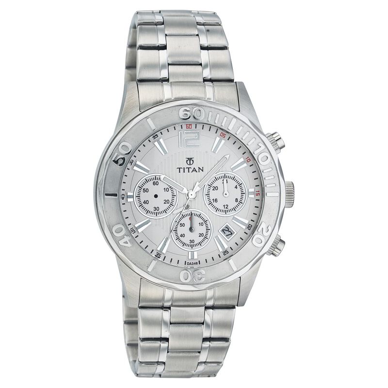 Titan Quartz Chronograph White Dial Watch for Men