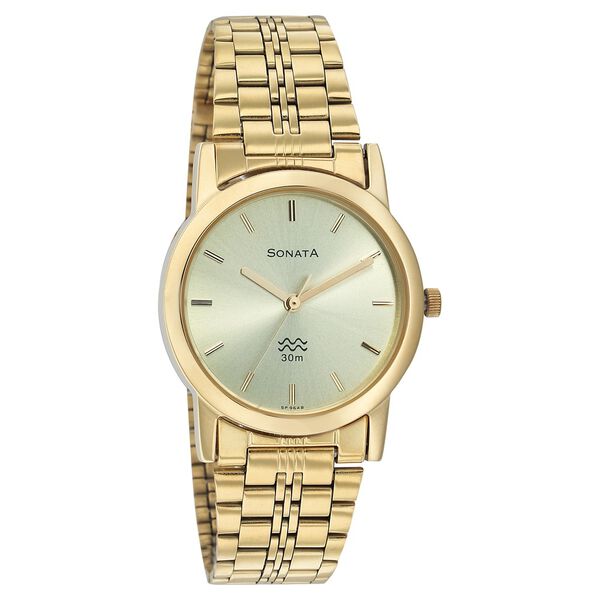 Sonata Quartz Analog Champagne Dial Strap Watch for Men - image number 0