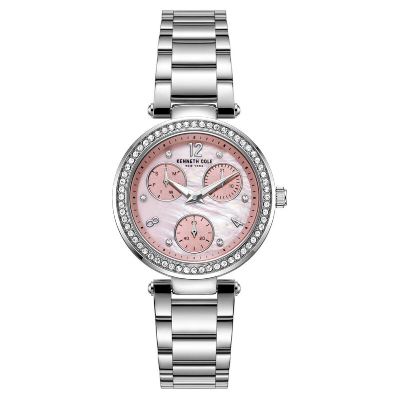 Kenneth Cole Quartz Multifunction Mother of Pearl Dial Stainless Steel Strap Watch for Women
