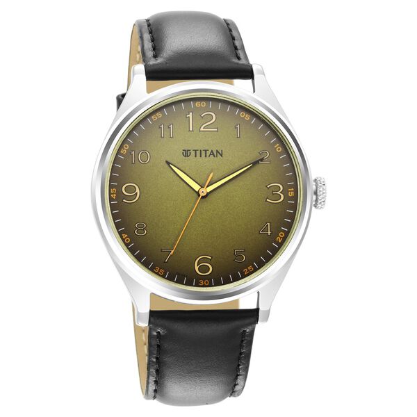 Titan Trendsetters Green Dial Analog Leather Strap Watch for Men - image number 0