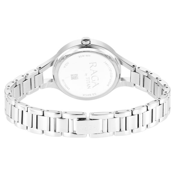 Titan Raga Showstopper Quartz Analog Mother Of Pearl Dial Silver Metal Strap Watch For Women - image number 4
