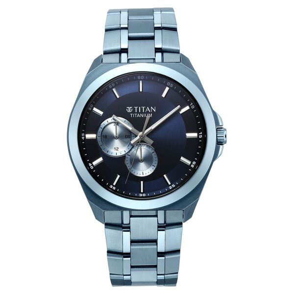 Titan Classique Titanium Sapphire  Multifunction Blue Dial Blue Titanium Strap Watch For Men - image number 0