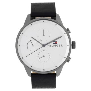 Tommy Hilfiger Quartz Multifunction Silver Dial Leather Strap Watch for Men
