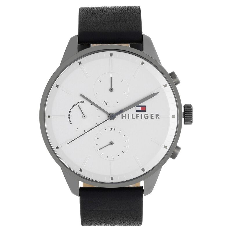 Tommy Hilfiger Quartz Multifunction Silver Dial Leather Strap Watch for Men - image number 0