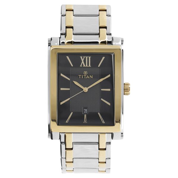 Titan Quartz Analog with Date Black Dial Metal Strap Watch for Men - image number 0