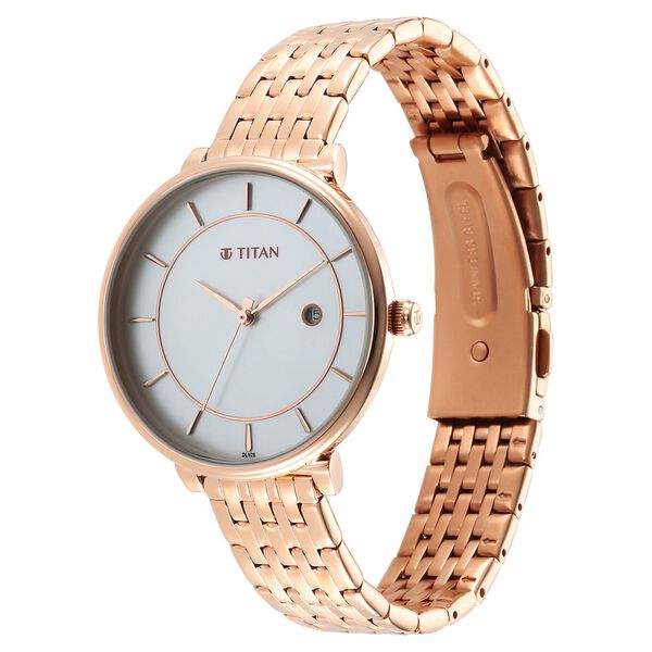 Titan Premium Workwear White Dial Analog with Date Stainless Steel Strap watch for Women - image number 2