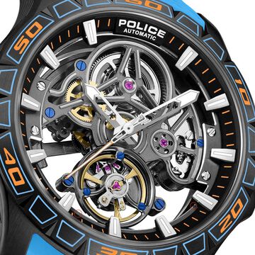 Police Quartz Analog Grey Dial Blue Silicone Strap Watch For Men