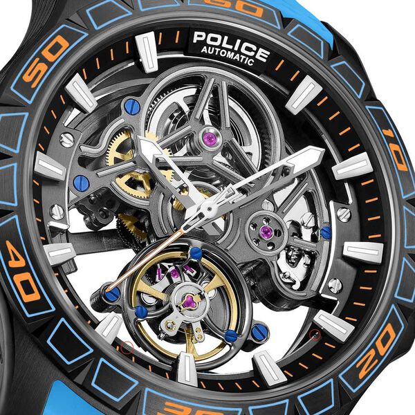 Police Quartz Analog Grey Dial Blue Silicone Strap Watch For Men - image number 2