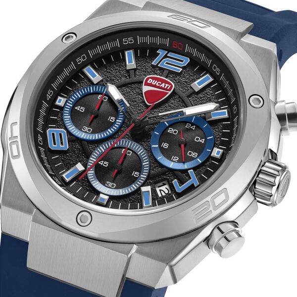 Ducati Quartz Chronograph Blue Dial Blue Silicone Strap Watch For Men - image number 3