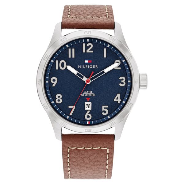 Tommy Hilfiger Quartz Analog with Date Blue dial Leather Strap Watch for Men - image number 0