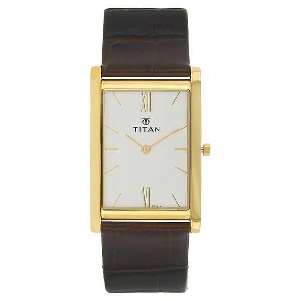 Titan Quartz Analog Silver Dial Leather Strap Watch for Men - image number 0
