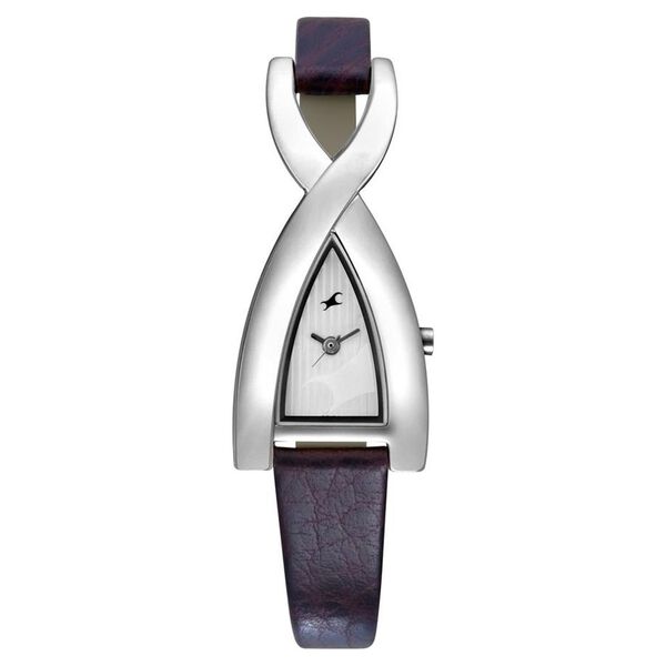 Fastrack Quartz Analog Silver Dial Leather Strap Watch for Girls - image number 0