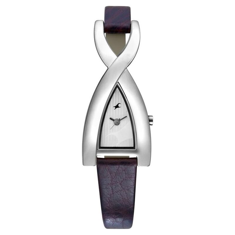 Fastrack Quartz Analog Silver Dial Leather Strap Watch for Girls