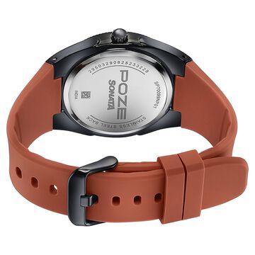 Poze By Sonata Quartz Analog Orange Dial Orange Silicone Strap Watch For Men