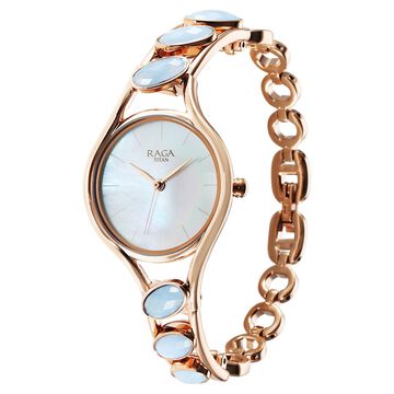 Titan Raga New You Quartz Analog Mother Of Pearl Dial Blue Chalcedony stone strap Watch for Women