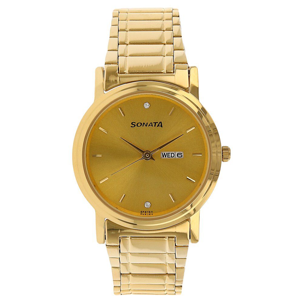 Sonata watch golden colour price clearance