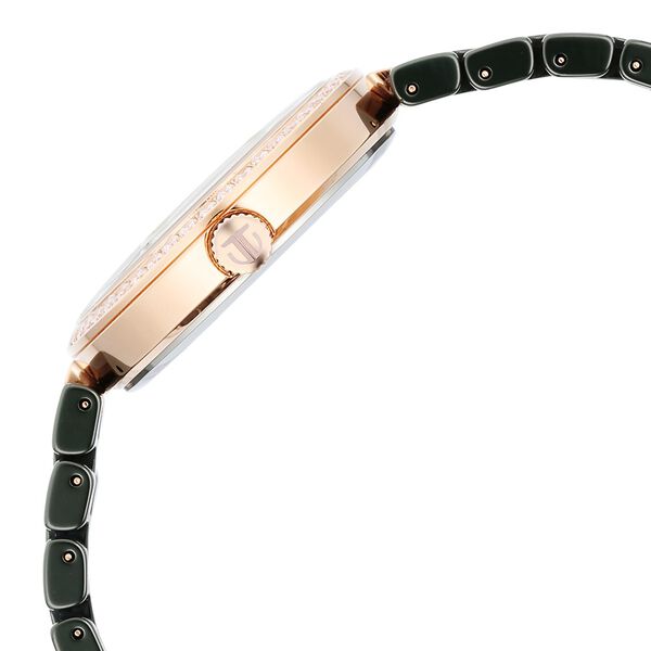 Titan Purple Ceramics Quartz Analog Mother of Pearl Dial Green Ceramic Strap Watch For Women - image number 3