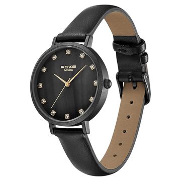 Poze by Sonata Quartz Analog Black Dial PU Leather Strap Watch for Women