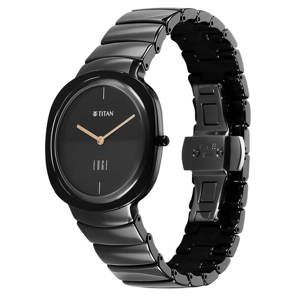 Titan Edge Squircle Quartz Analog Black Dial Ceramic Strap Watch For Women - image number 4
