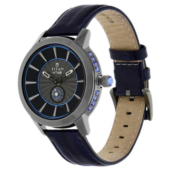 Titan Quartz Analog Solar Black Dial Leather Strap Watch for Women - image number 1