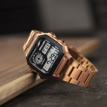 SF Hexa Metal Digital Dial Stainless Steel Strap Watch for Unisex