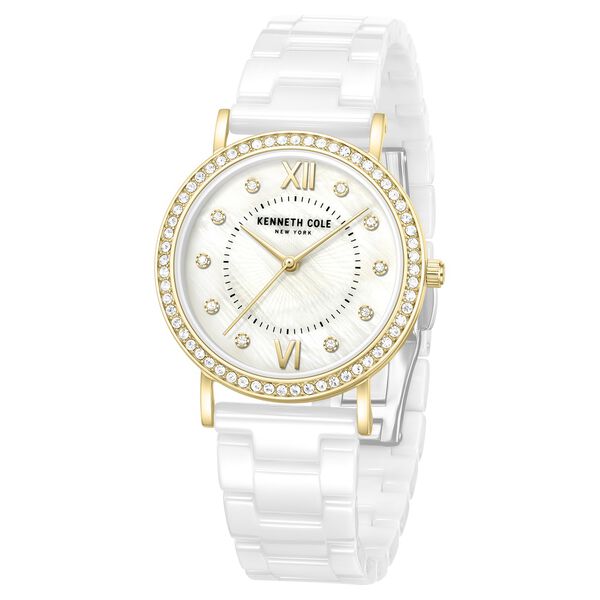 Kenneth Cole Quartz Analog White Dial White Ceramic Strap Watch For Women - image number 1