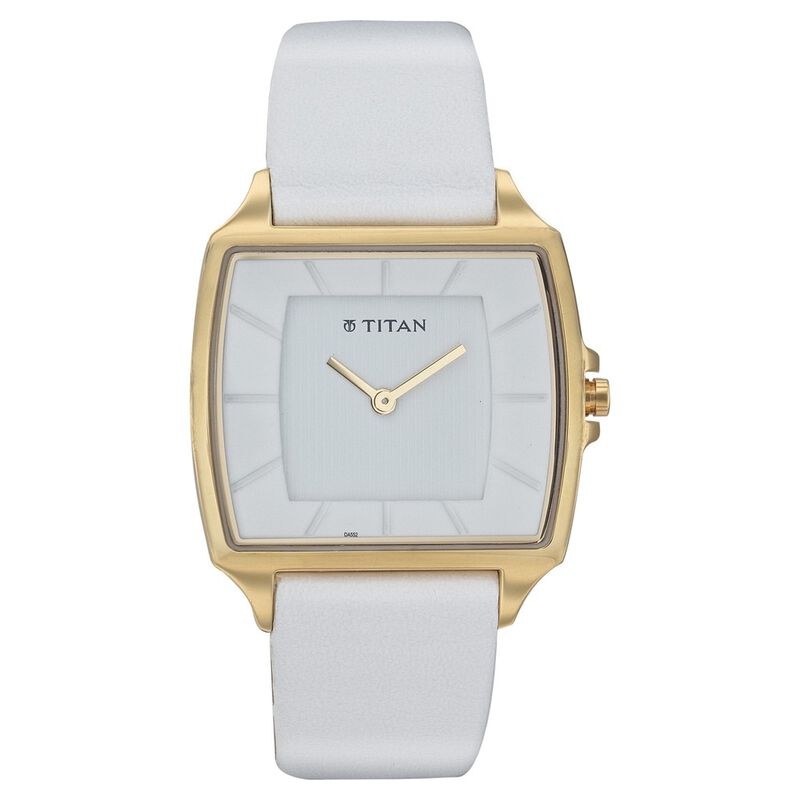 Titan Quartz Analog White Dial Watch for Women