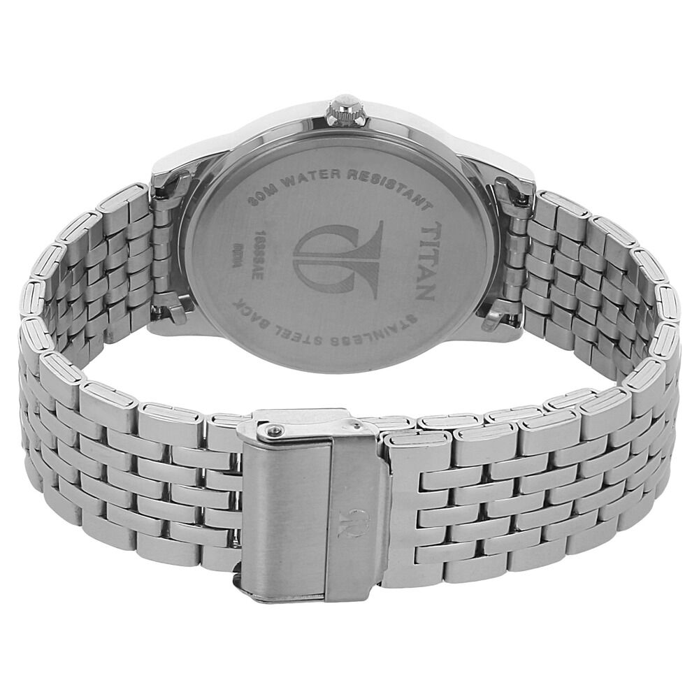 Buy Online Titan Quartz Analog with Day and Date Silver Dial Stainless Steel Strap Watch for Men nk1638sm01 Titan