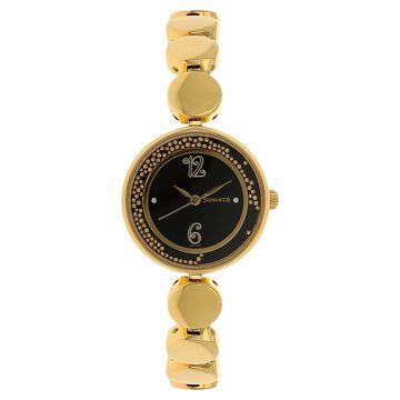 Sonata Quartz Analog Golden Dial Metal Strap Watch for Women