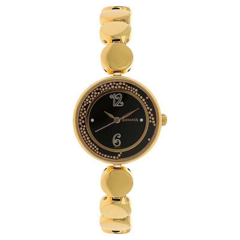 Sonata Quartz Analog Golden Dial Metal Strap Watch for Women - image number 0