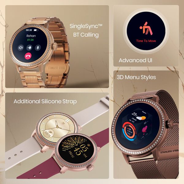 Titan Valerie Premium Smartwatch with All 316L SS construction, Skin Temp. Sensor, Women’s Health, SingleSync BT Calling - image number 7