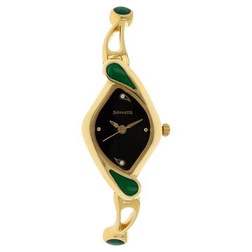 Sonata Quartz Analog Black Dial Metal Strap Watch for Women