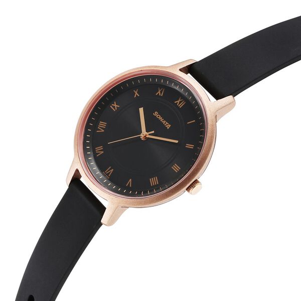 Sonata Splash Quartz Analog Black Dial Plastic Strap Watch for Women - image number 1