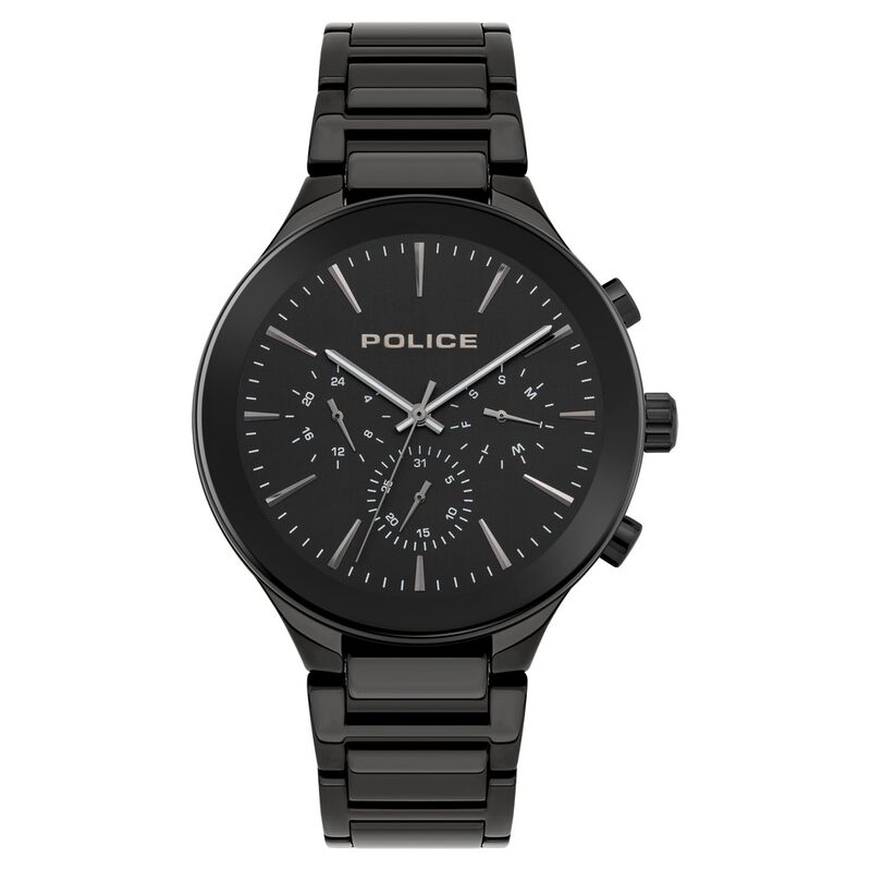 Police Quartz Multifunction Black Dial Metal Strap Watch for Men
