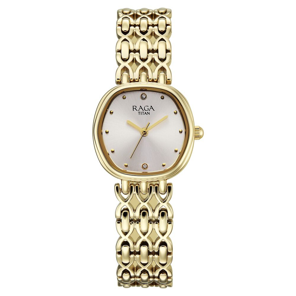 Titan Raga Spotlight Quartz Analog White Dial Golden Metal Strap Watch For Women-picture-18