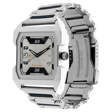Fastrack Quartz Analog Silver Dial Stainless Steel Strap Watch for Guys