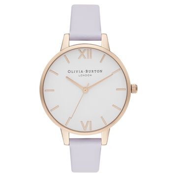 Olivia Burton Quartz Analog White Dial Leather Strap Watch for Women